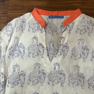 Men's Cream and Orange Elephant Print Shirt